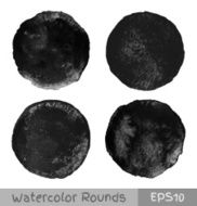 Set of black watercolor circular backgrounds