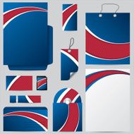 Blue business design set with pink striped