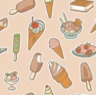 Vector seamless pattern of ice cream N2
