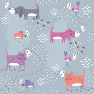 Funny seamless pattern with cute animals
