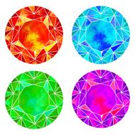 Watercolor gems jewel stone diamond crystal set