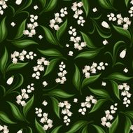 Seamless pattern with lily of the valley and snowdrop flowers