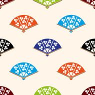 asian hand fan various colors set seamless pattern eps10