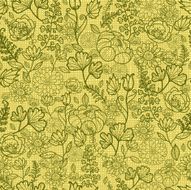 Green Field Fabric Texture Floral Seamless Pattern