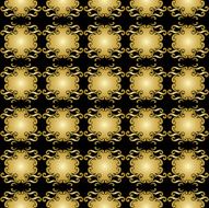 black seamless pattern with golden elements