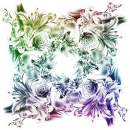 Flowers drawn in pencil and watercolor on white paper