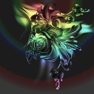 Flowers drawn in pencil and watercolor on black paper N2