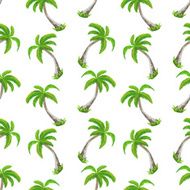Watercolor seamless pattern with coconut palm trees N3