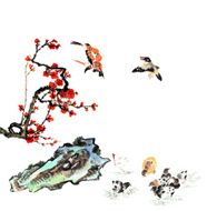 plum bloom stone and animal N11