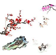 plum bloom stone and animal N13