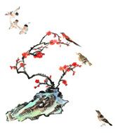 plum bloom stone and animal N20