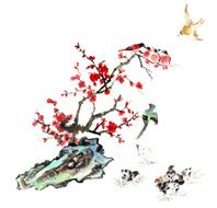 plum bloom stone and animal N25