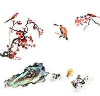 plum bloom stone and animal N27