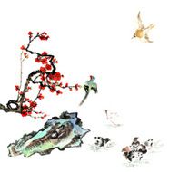 plum bloom stone and animal N28