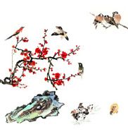 plum bloom stone and animal N33