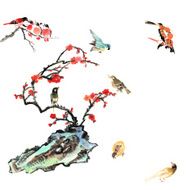 plum bloom stone and animal N43