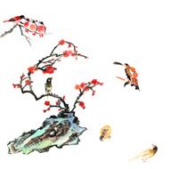 plum bloom stone and animal N44