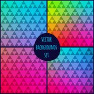 Set of four geometric patterns Texture with triangles Mosaic backdrop