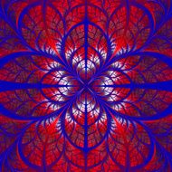 Symmetrical pattern of the leaves in blue and red