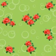 light green seamless texture with roses and circles