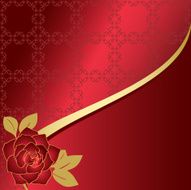 red vector card with rose