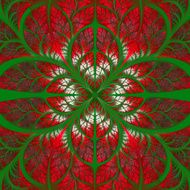 Symmetrical pattern of the leaves in green and red