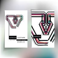 Business card design with letter V N2