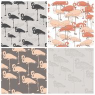 Perfect collection of 4 seamless patterns with flamingo N2