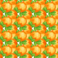 Watercolor seamless pattern with oranges and leafs N3