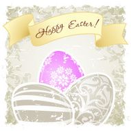 Grungy Easter Background with Decorated Eggs