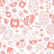 Seamless pattern of Easter eggs red on white