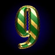 vector golden and green letter 9