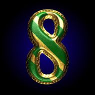 vector golden and green letter 8