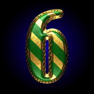 vector golden and green letter 6