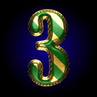 vector golden and green letter 3