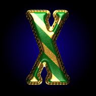 vector golden and green letter x