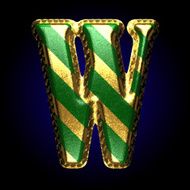 vector golden and green letter w