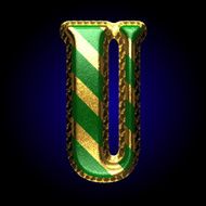 vector golden and green letter u