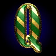 vector golden and green letter q