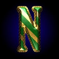 vector golden and green letter N2