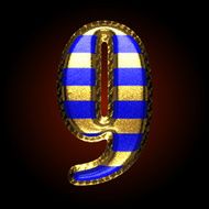 vector golden and blue letter 9