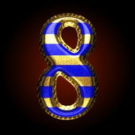 vector golden and blue letter 8