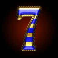 vector golden and blue letter 7