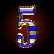 vector golden and blue letter 5