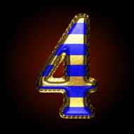 vector golden and blue letter 4