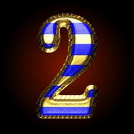 vector golden and blue letter 2