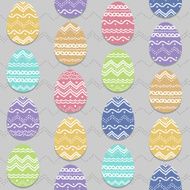 Easter egg set with hand drawn ornament Seamless vector pattern