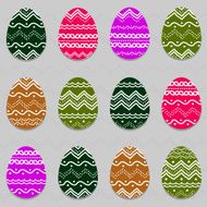 Easter egg set with hand drawn ornament Seamless vector pattern N2