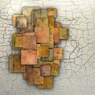 3d fragmented multiple color square tile grunge pattern backdrop