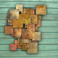 3d fragmented multiple color square tile grunge pattern backdrop N2